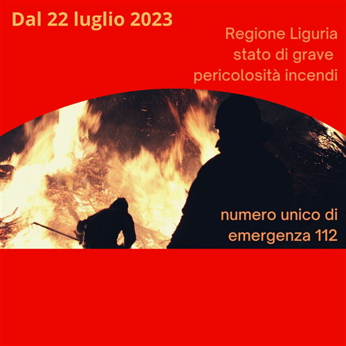 Regione liguria - decreto N 4843 DEL 19/7/2023 - Stato grave pericolosita' per gli incendi boschivi